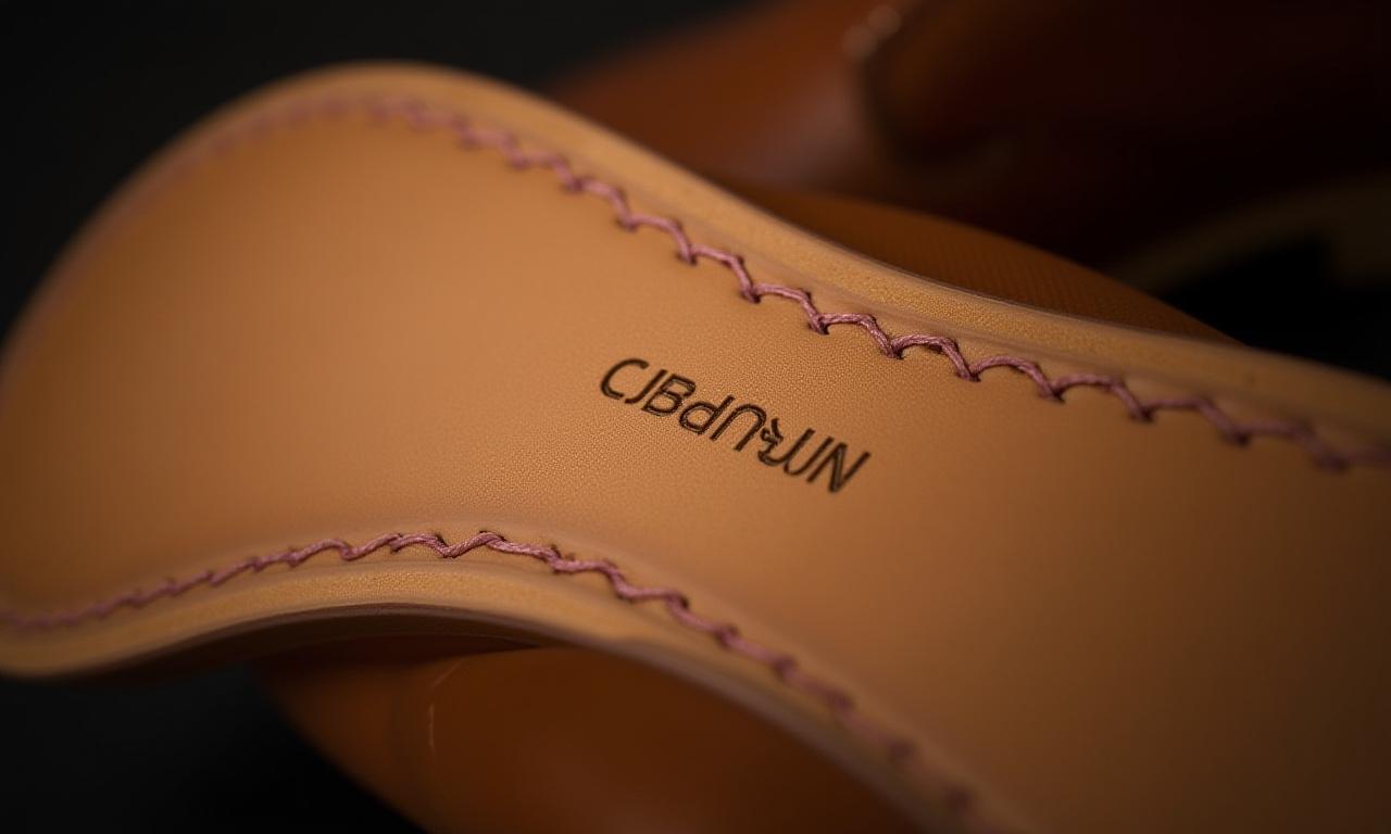 견고한 가죽 아웃솔과 스티치 디테일 클로즈업